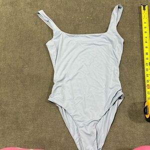 Light blue, square neck bodysuit